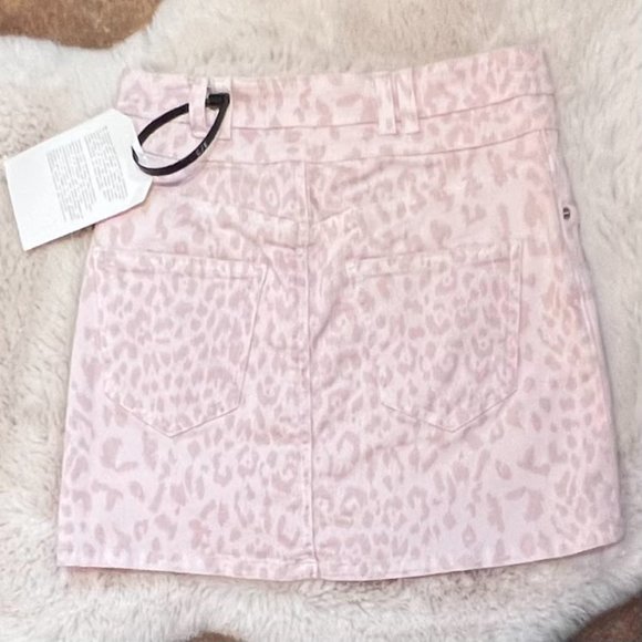 NWT $258 Current/Elliot The Flute Leopard-print Denim Mini Skirt - Picture 4 of 7